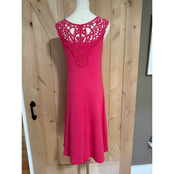Barbara Lesser | Crochet Top Pink Cotton Sundress | Size Medium - Picture 5 of 12